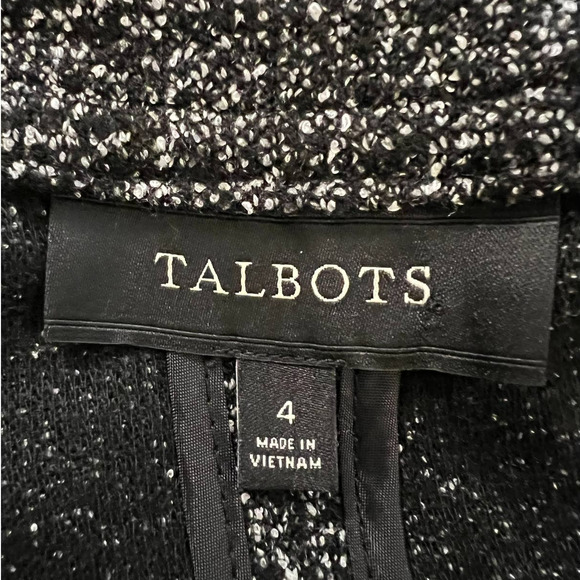 Talbots Women's Jacket Size 4 in Black and White Marled Material Long Sleeve - Picture 4 of 5